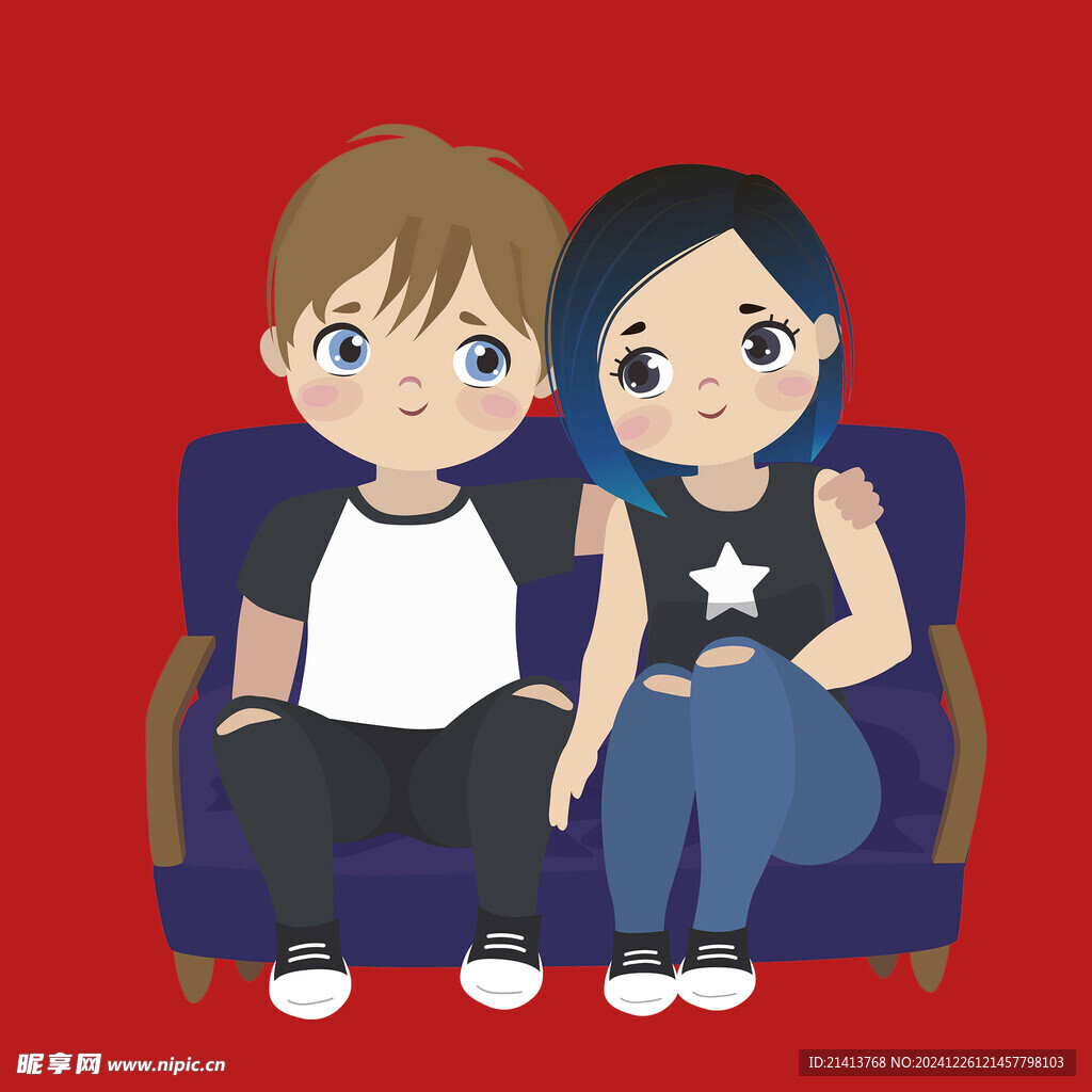 手绘情侣恋人