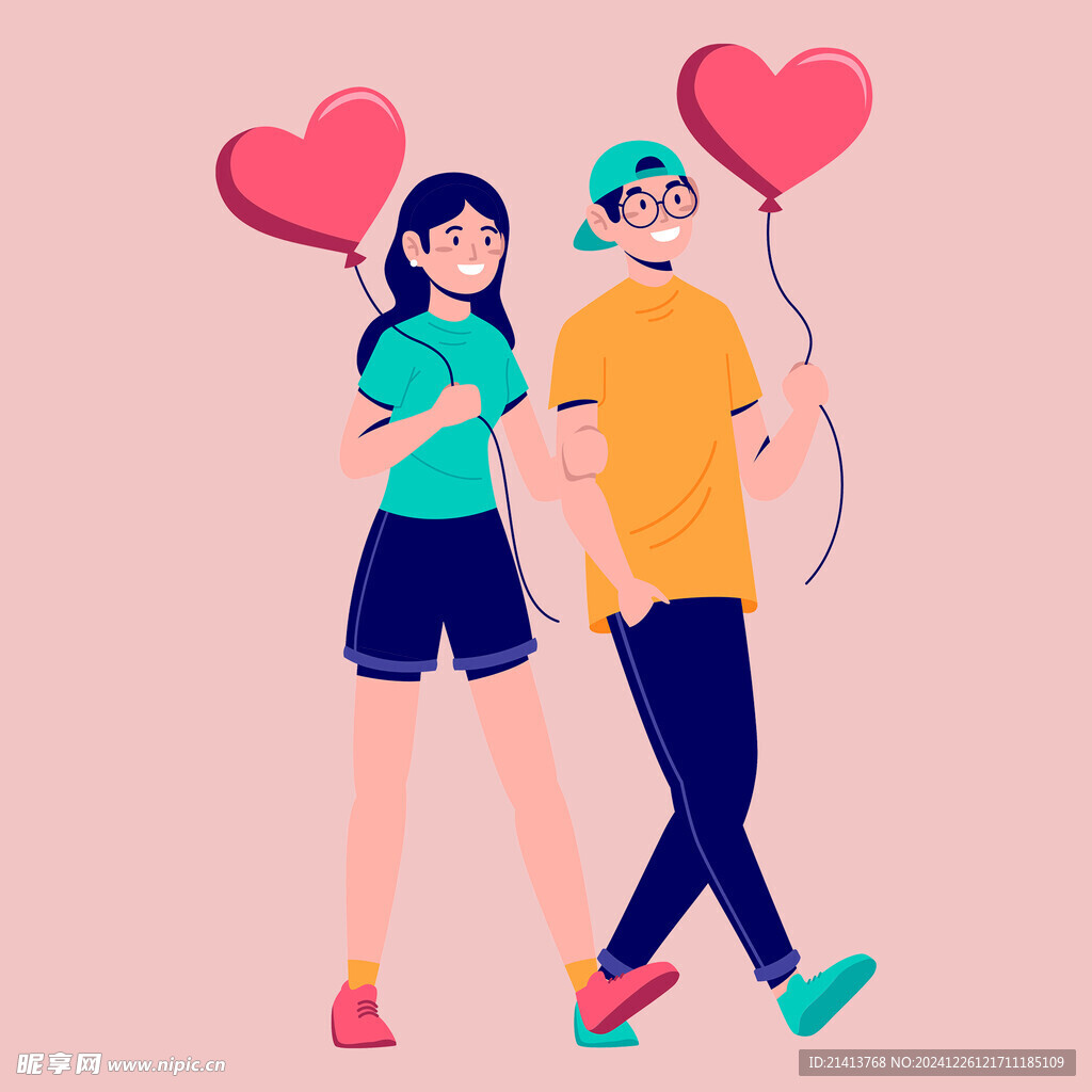 手绘情侣恋人