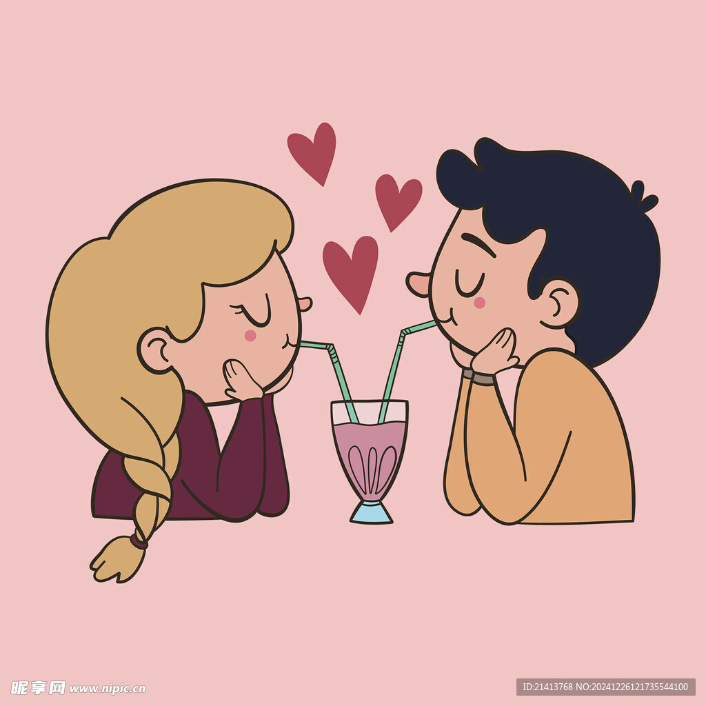 手绘情侣恋人
