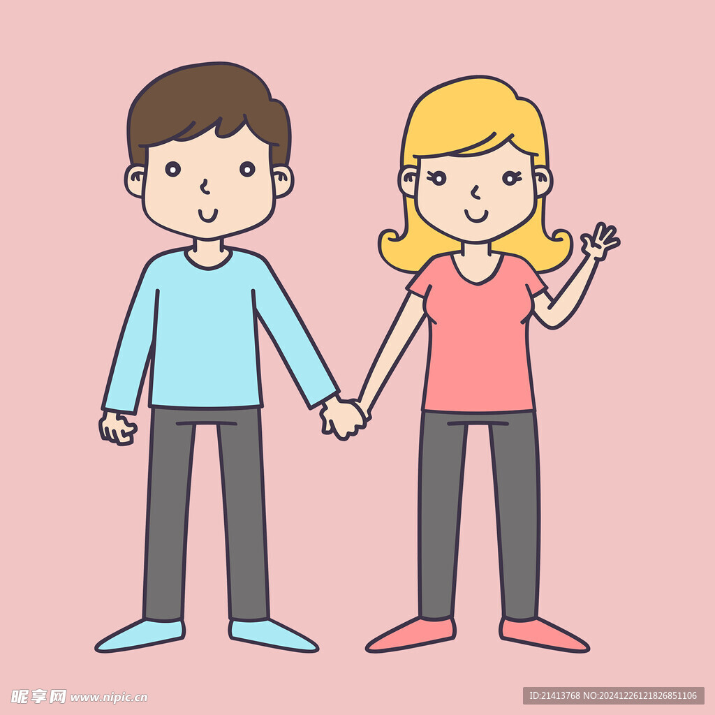 手绘情侣恋人
