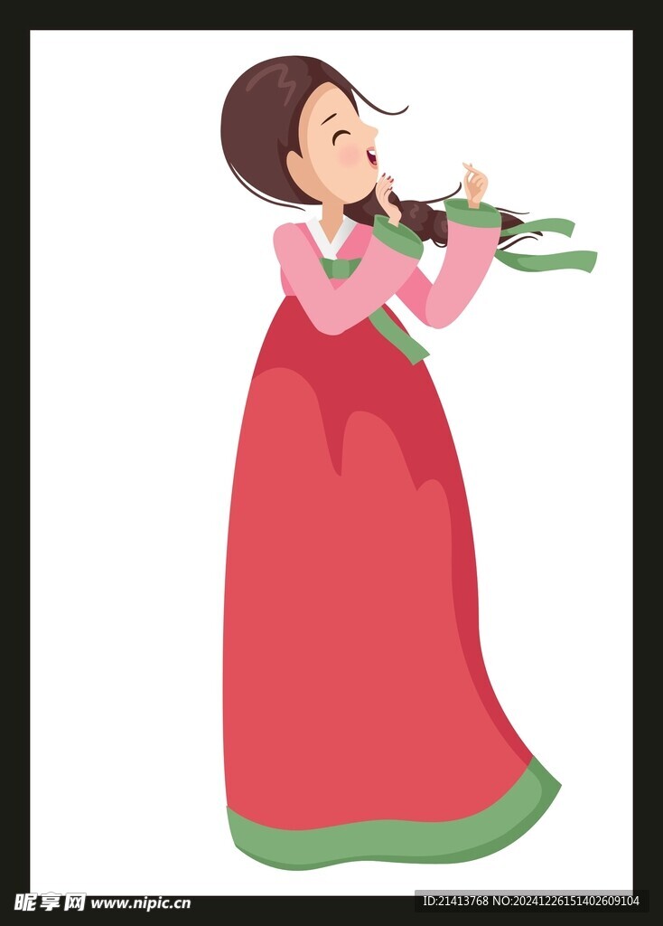 手绘朝鲜女孩