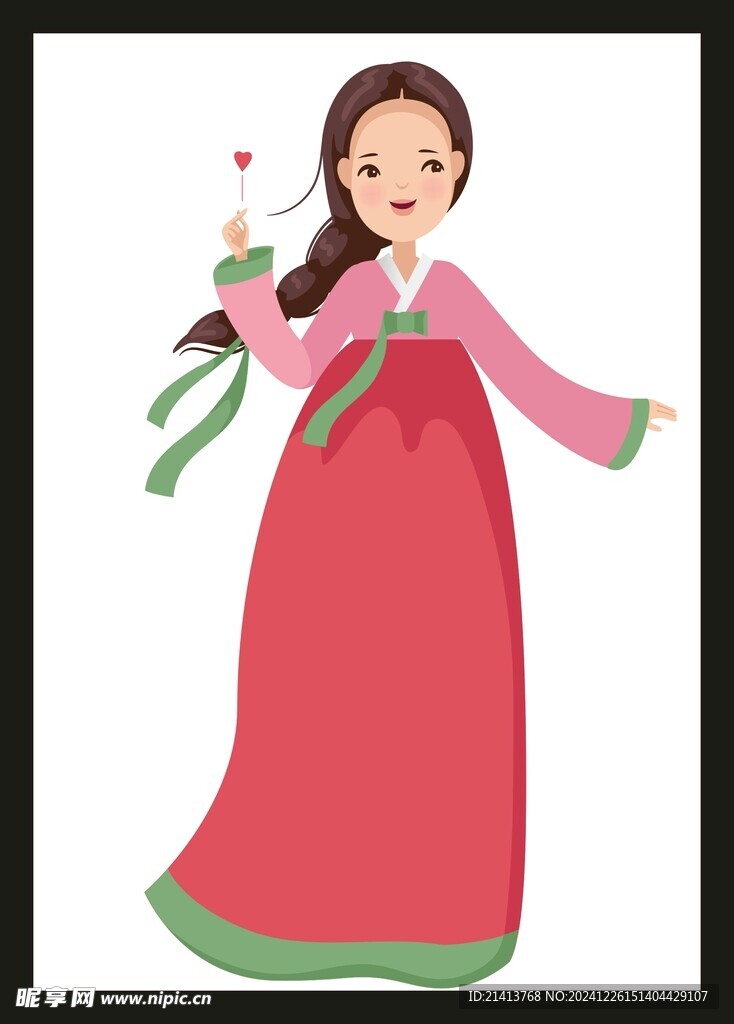 手绘朝鲜女孩