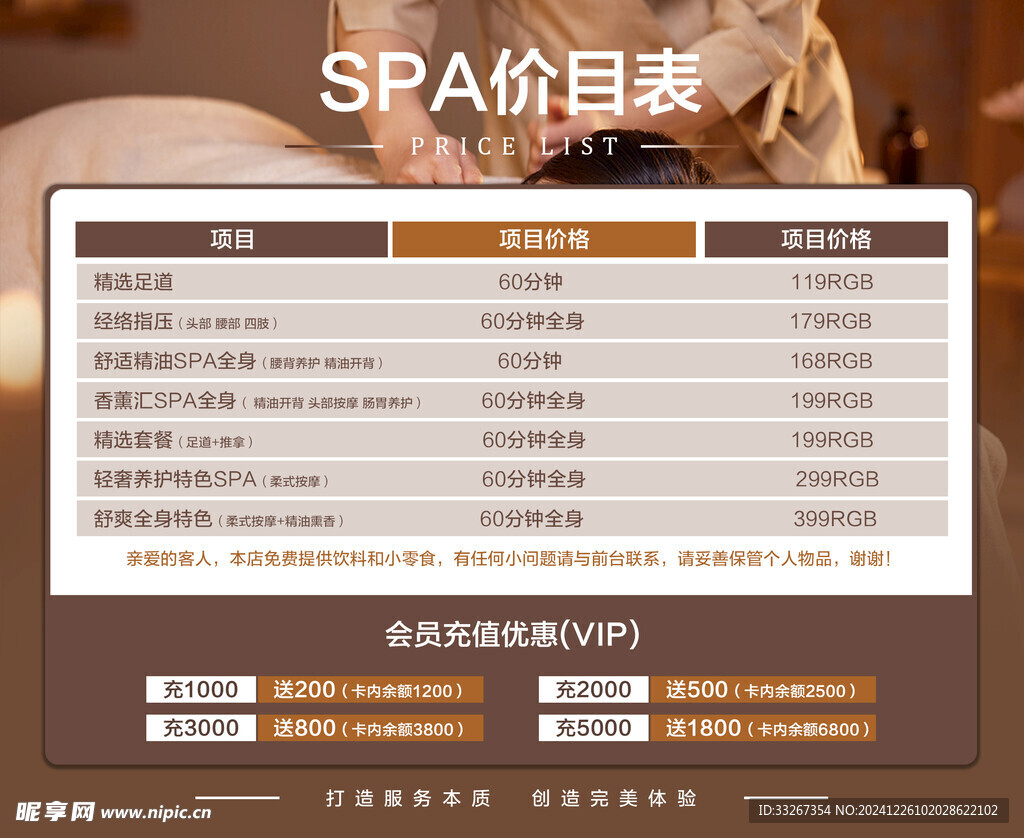 价目表