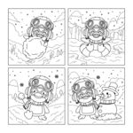 4格卡通线稿漫画