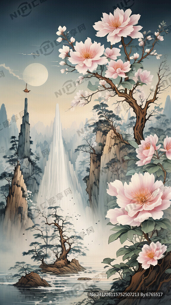 山水国画 背景  淡雅