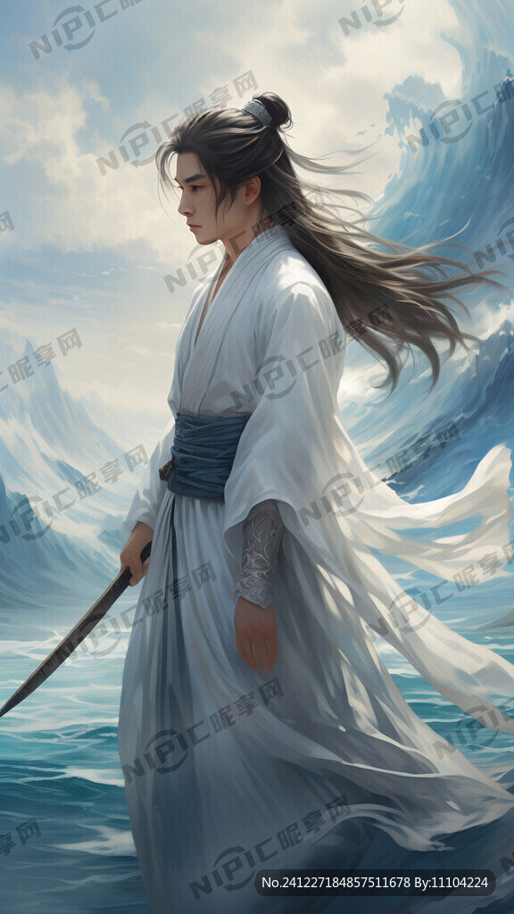 动漫风 蓝色的大海 五官精致