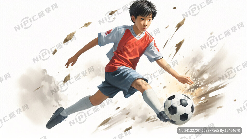 踢足球的少年 阳光、活泼