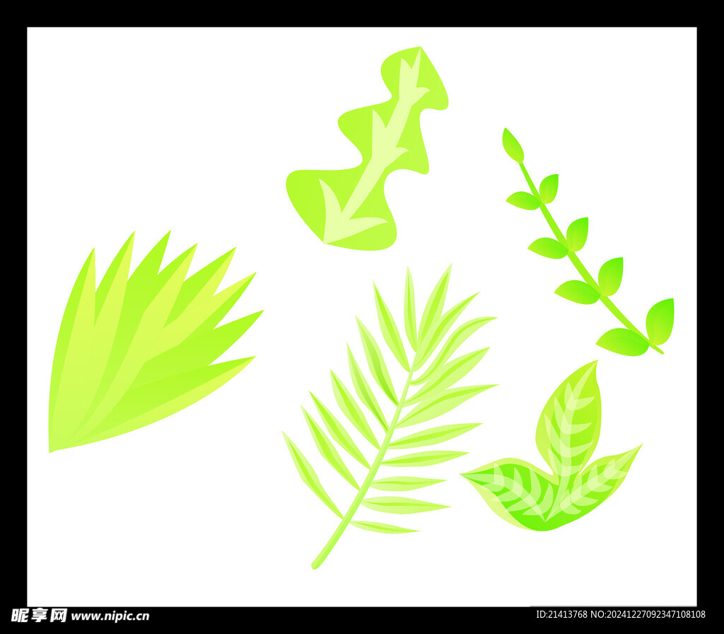 手绘绿叶绿植