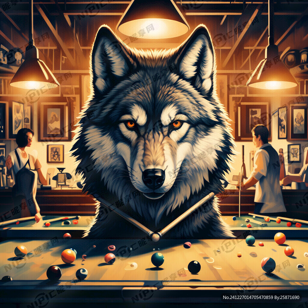 狼头 台球 俱乐部海报