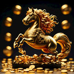 小金马，招财，黄金，摆件，元宝，金币