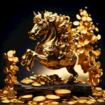 小金马，招财，黄金，摆件，元宝，金币