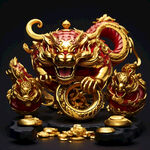 小金貔貅，招财，黄金，摆件，元宝，金币