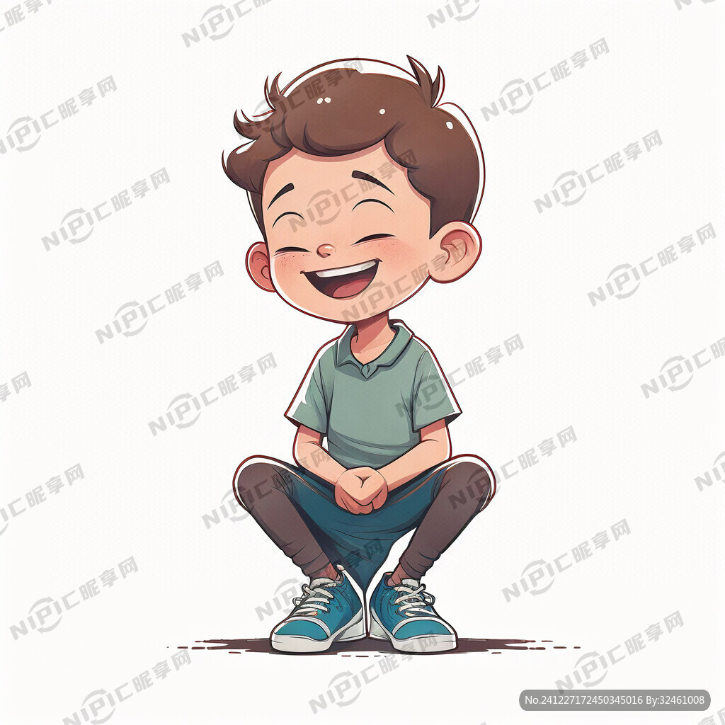 坐姿  小男孩 卡通
