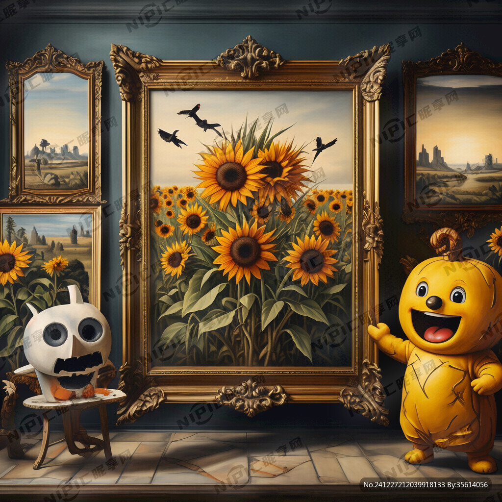 丢失的名画小品背景 中间是画框