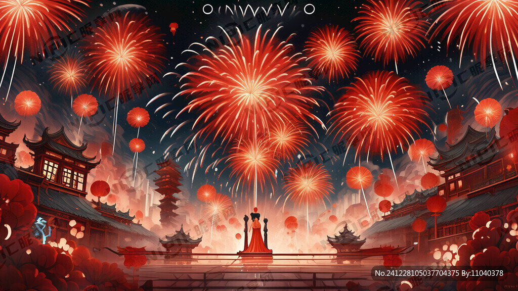 烟花 红色主题 超高清 喜庆