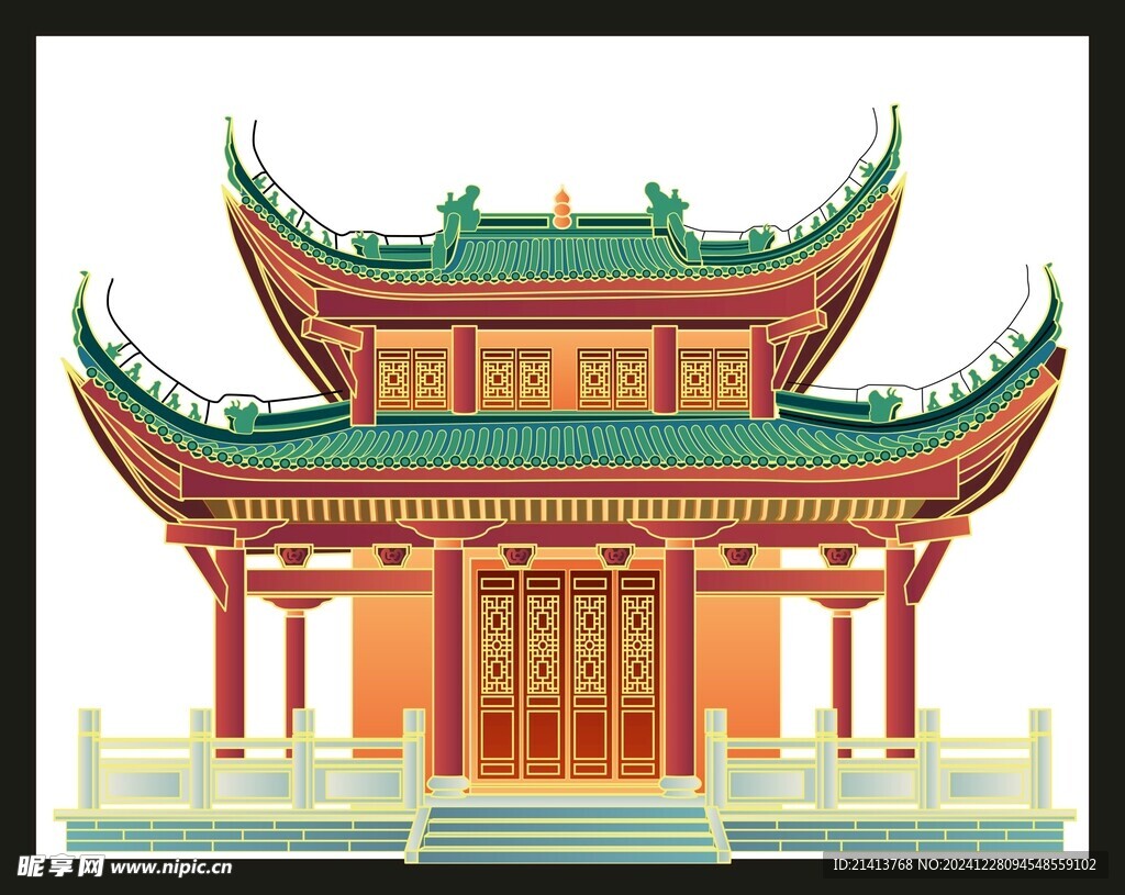 手绘古典建筑