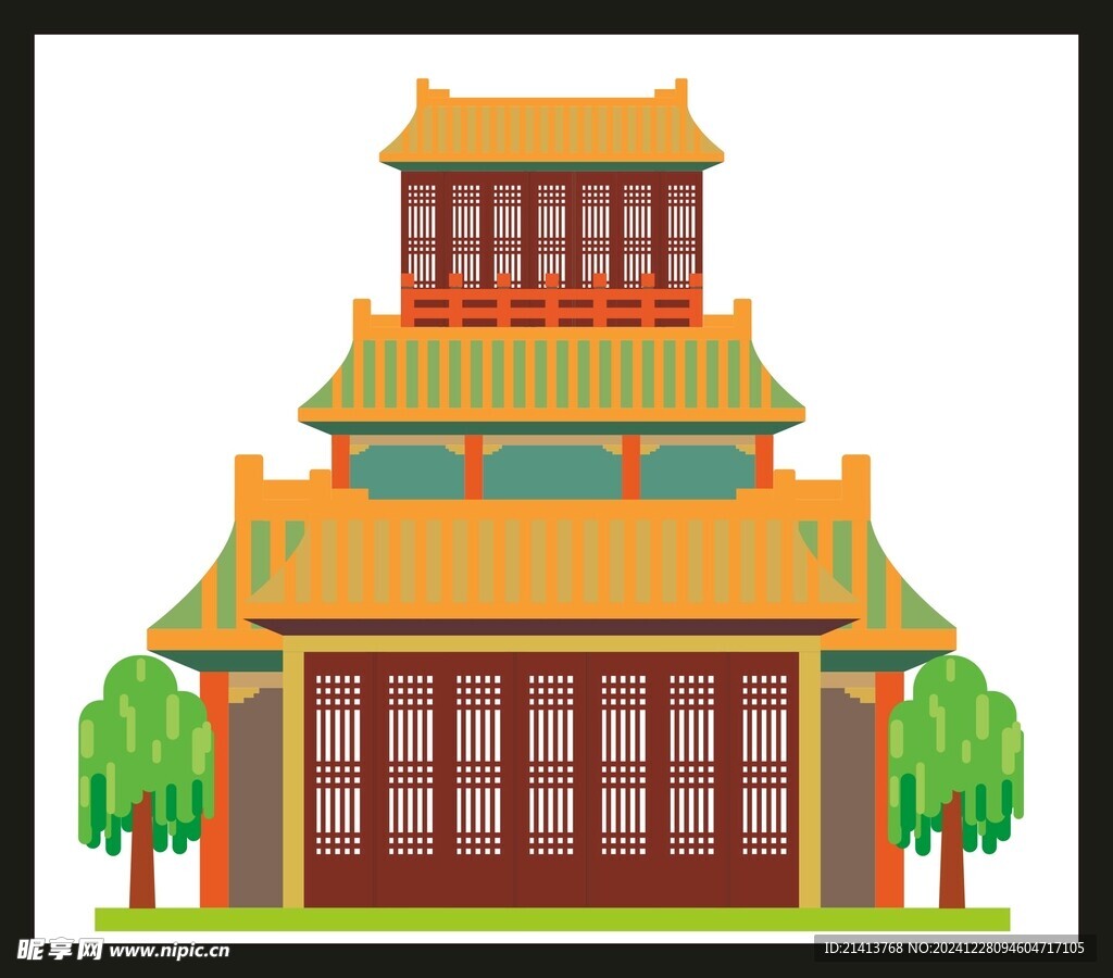 手绘古典建筑