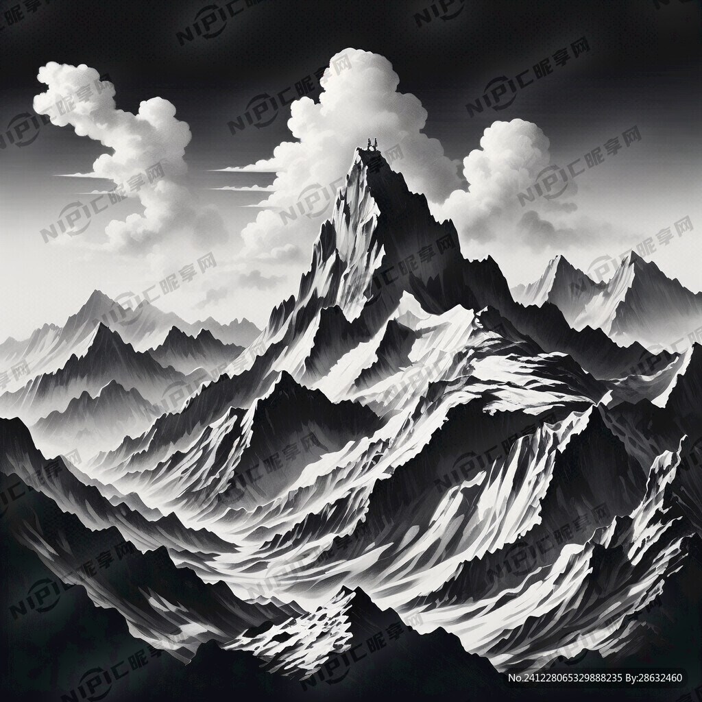 形成连绵的山峰 需要黑白简笔画