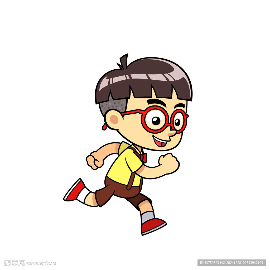 跑步戴眼镜的男孩