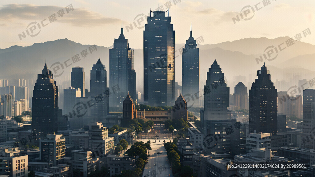 灵武市城市地标建筑剪影