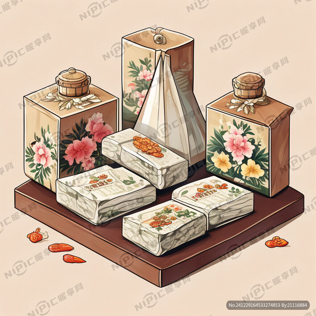 花胶包装 矢量插画风格