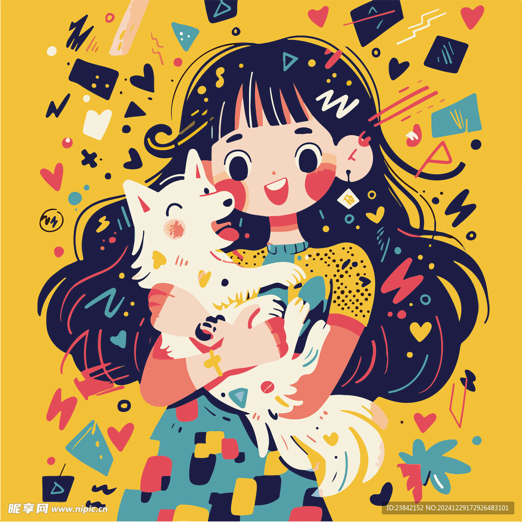 女孩卡通人物插画