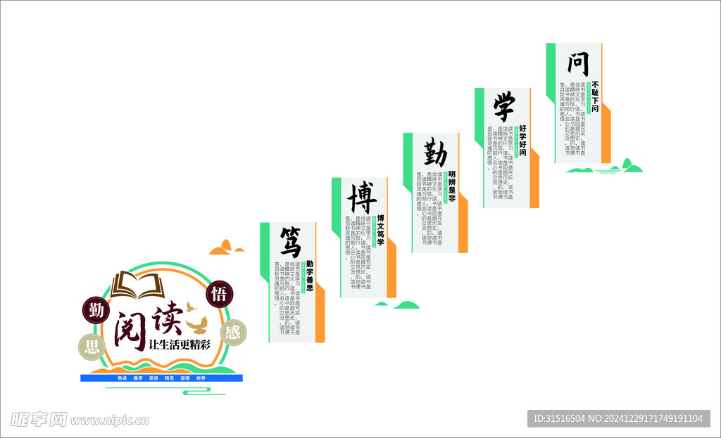 阅读楼道台阶文化墙