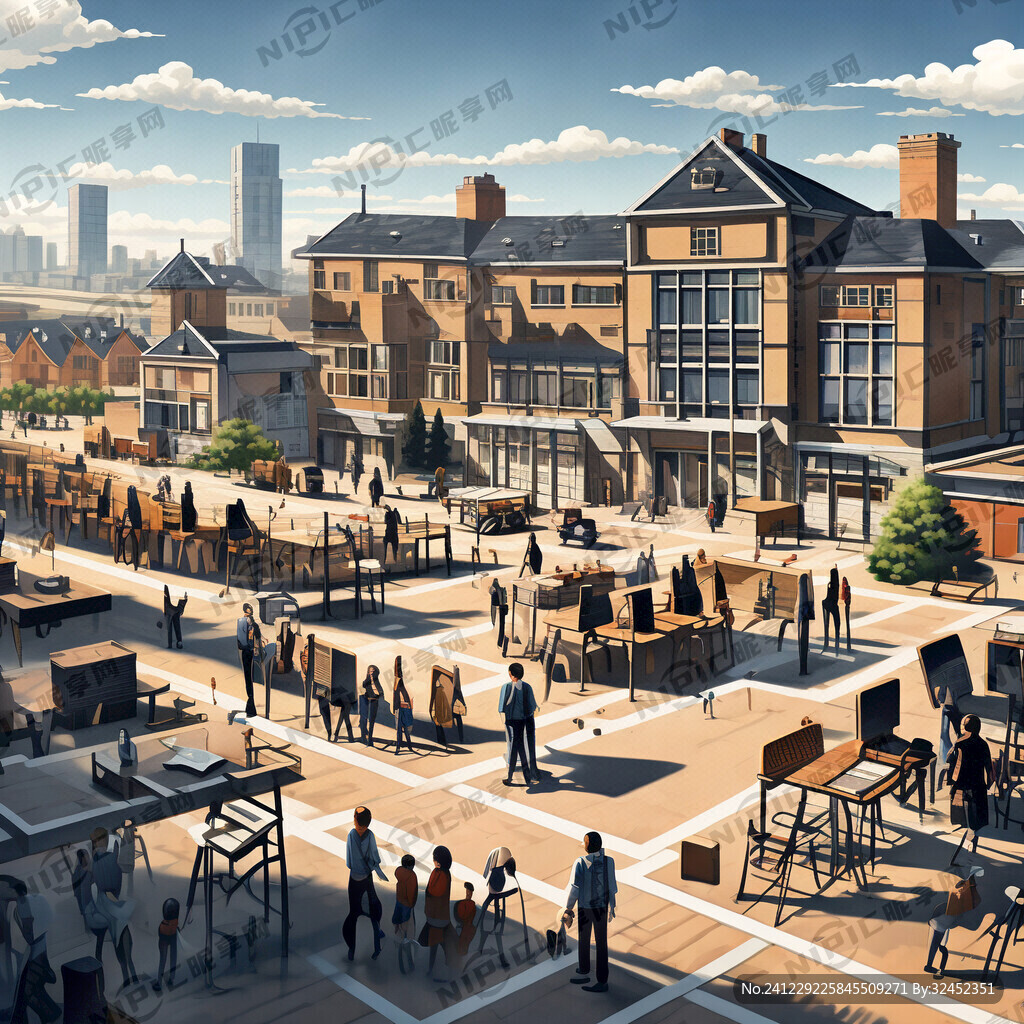 初中校园 简单画