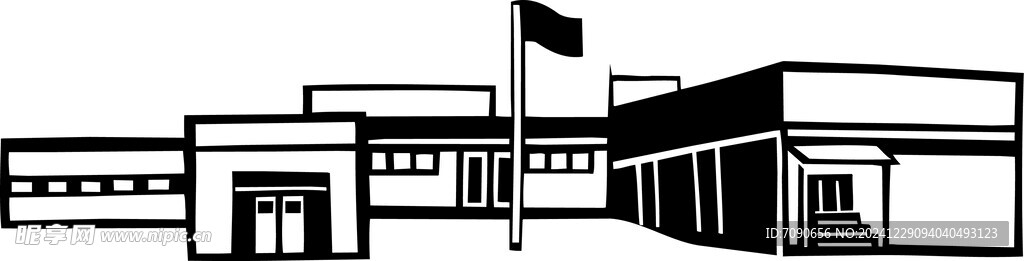 手绘黑白建筑     