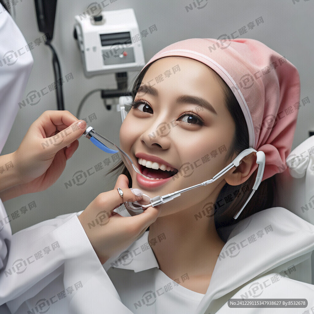 口腔内看美女检查牙齿图