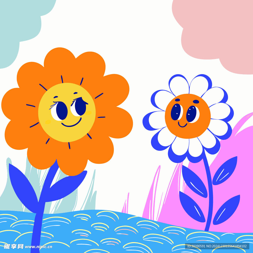 可爱卡通花朵插画