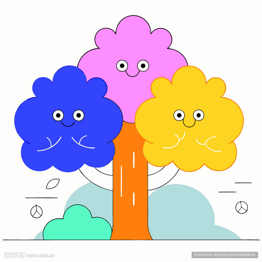 可爱卡通树木插画