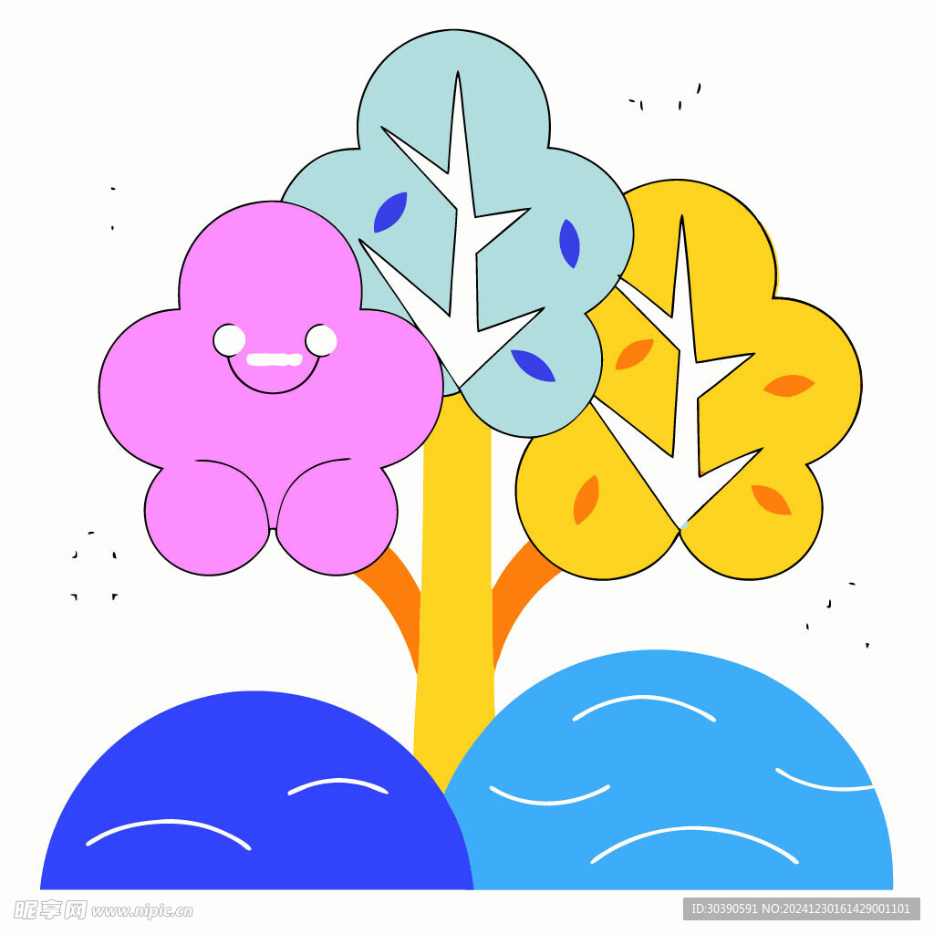 可爱卡通树木插画