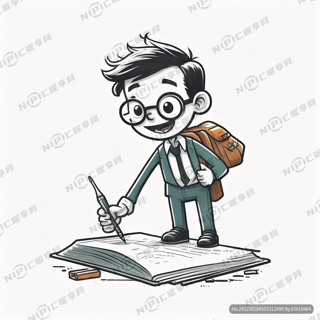 小书人加笔卡通图
