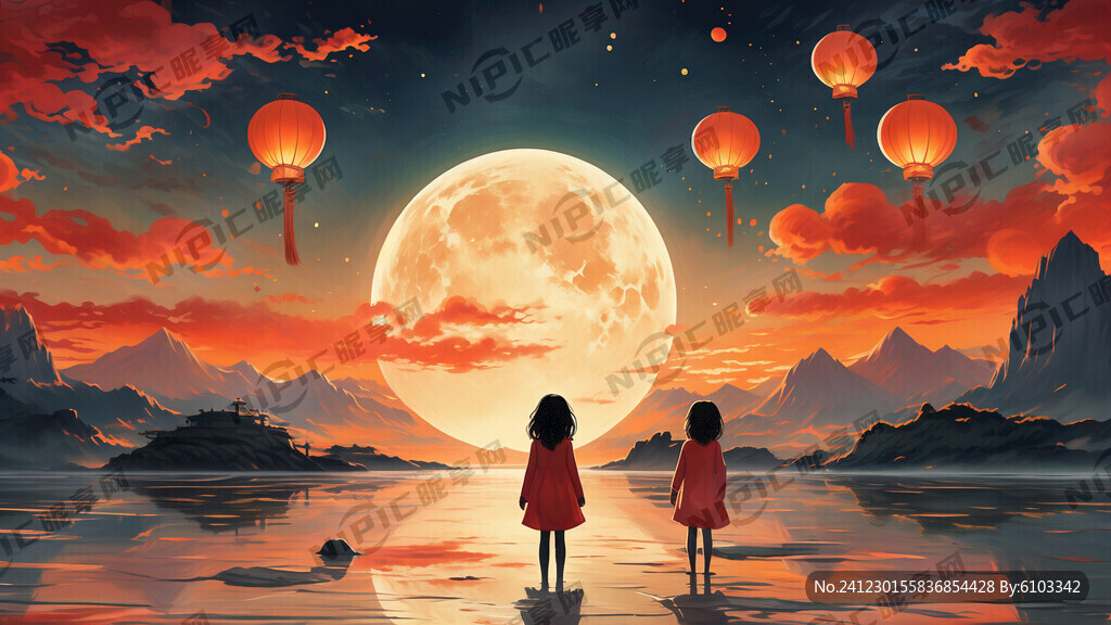 新年 小女孩站在海边