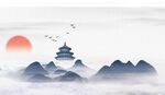 中国风山水水墨海报