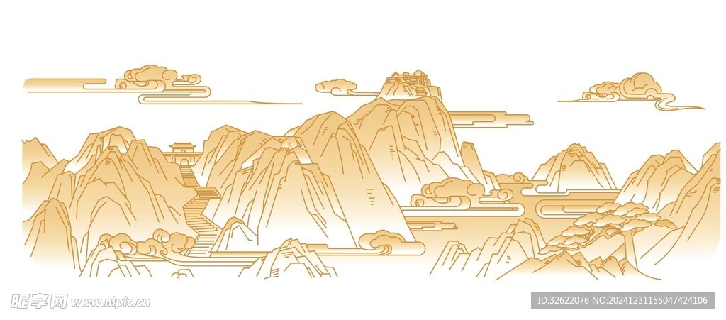泰山全景插画
