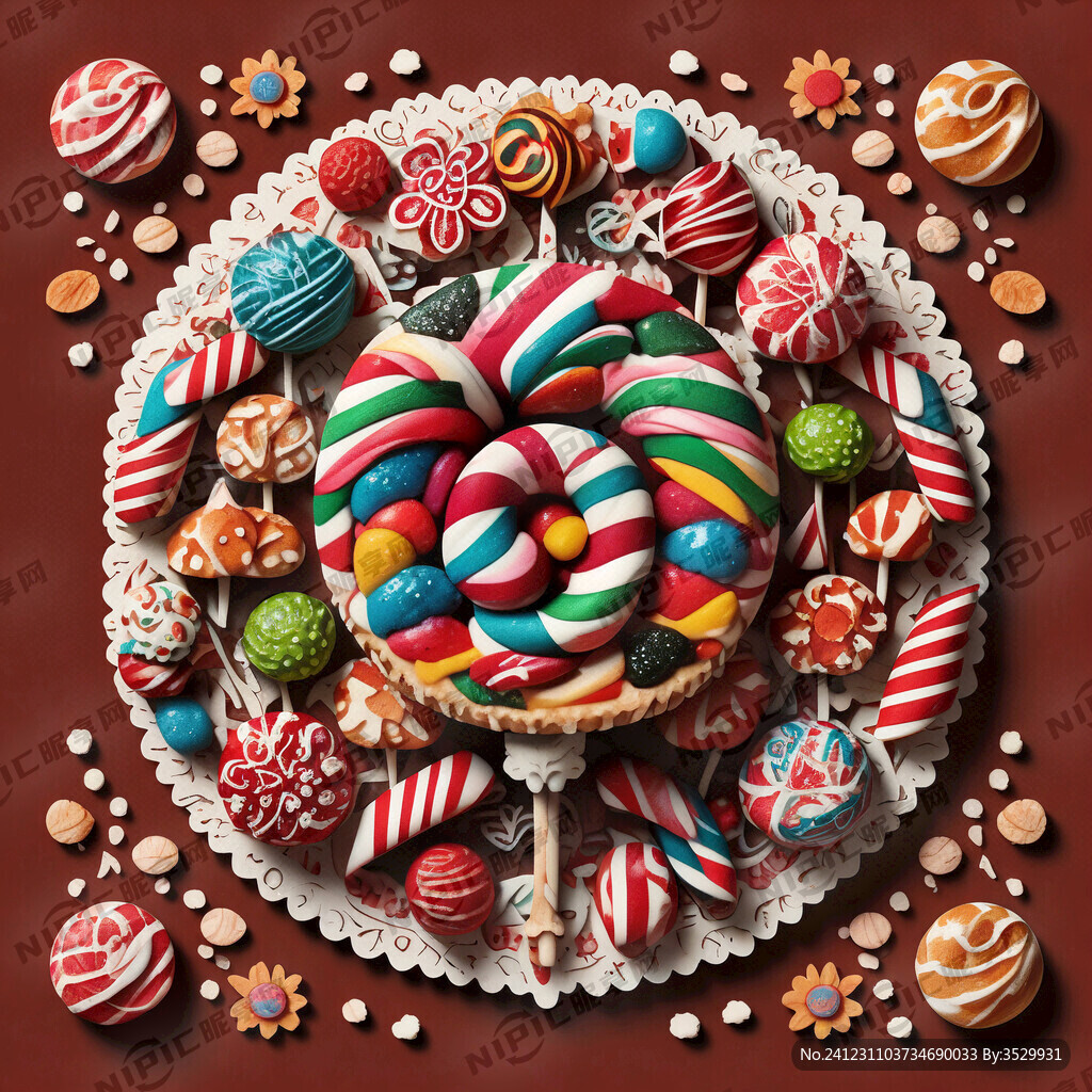 带花纹糖纸的糖果