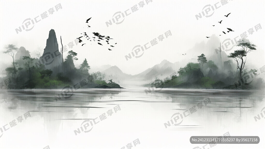 绿色茶叶元素在边角作为点缀