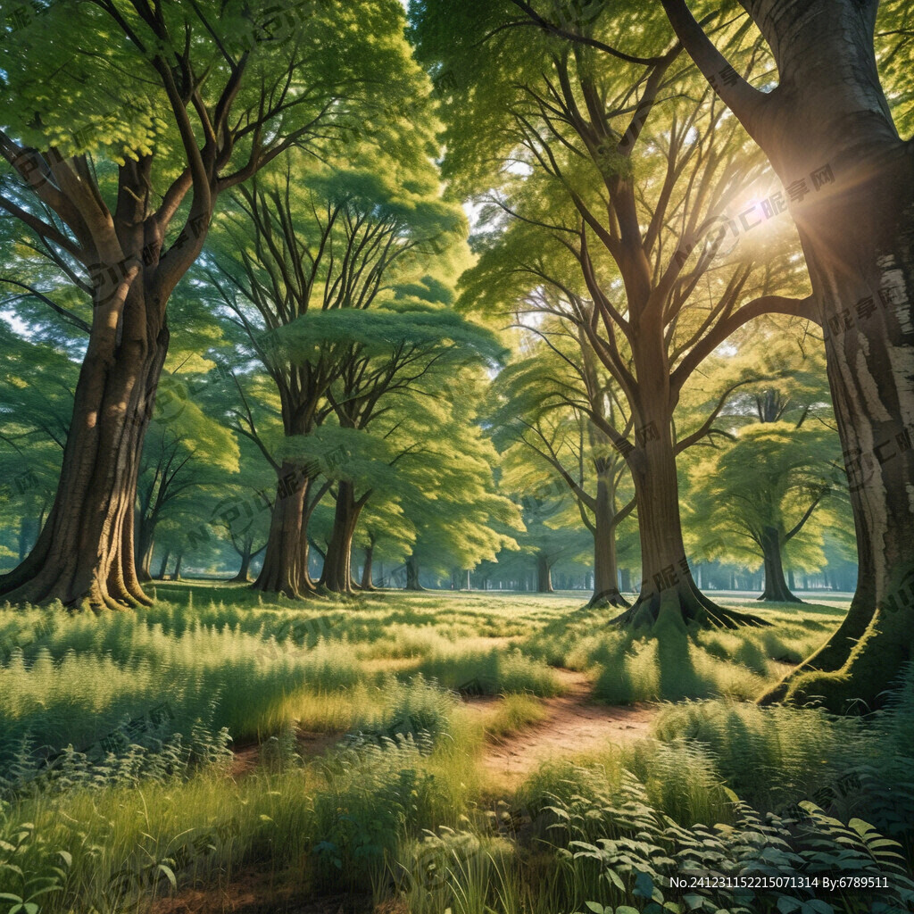 茂盛的大树 绿绿的草地