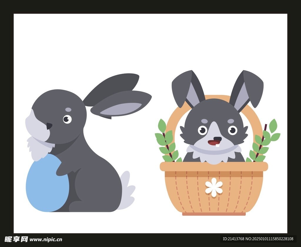 手绘卡通小兔