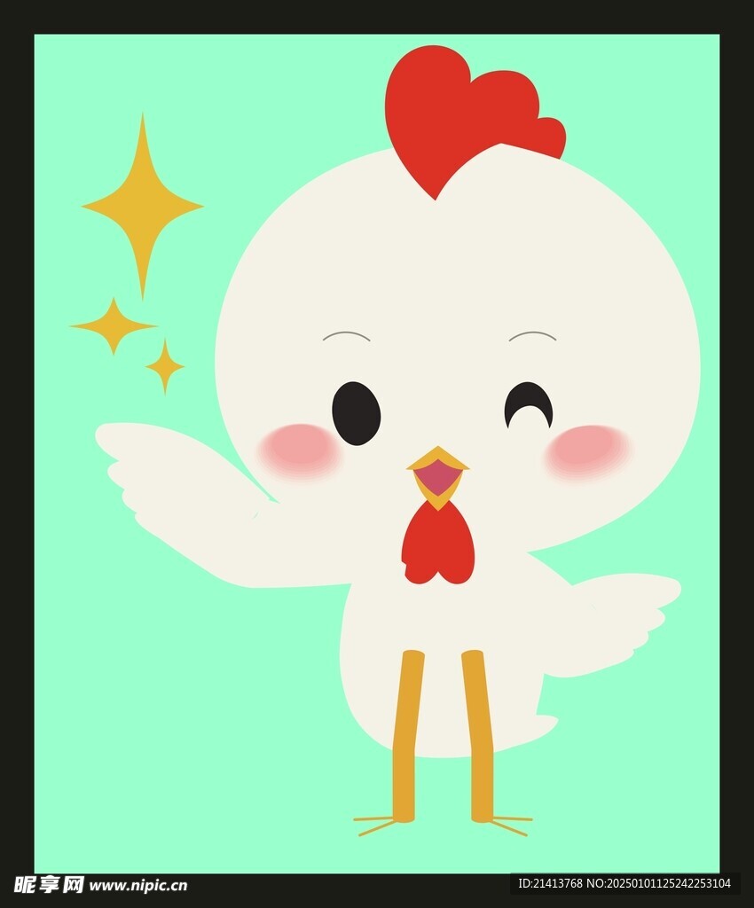 手绘线描小鸡
