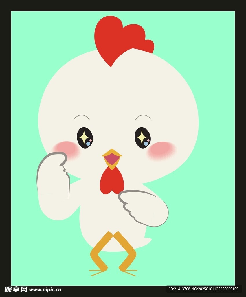 手绘线描小鸡