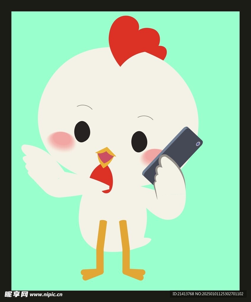 手绘线描小鸡