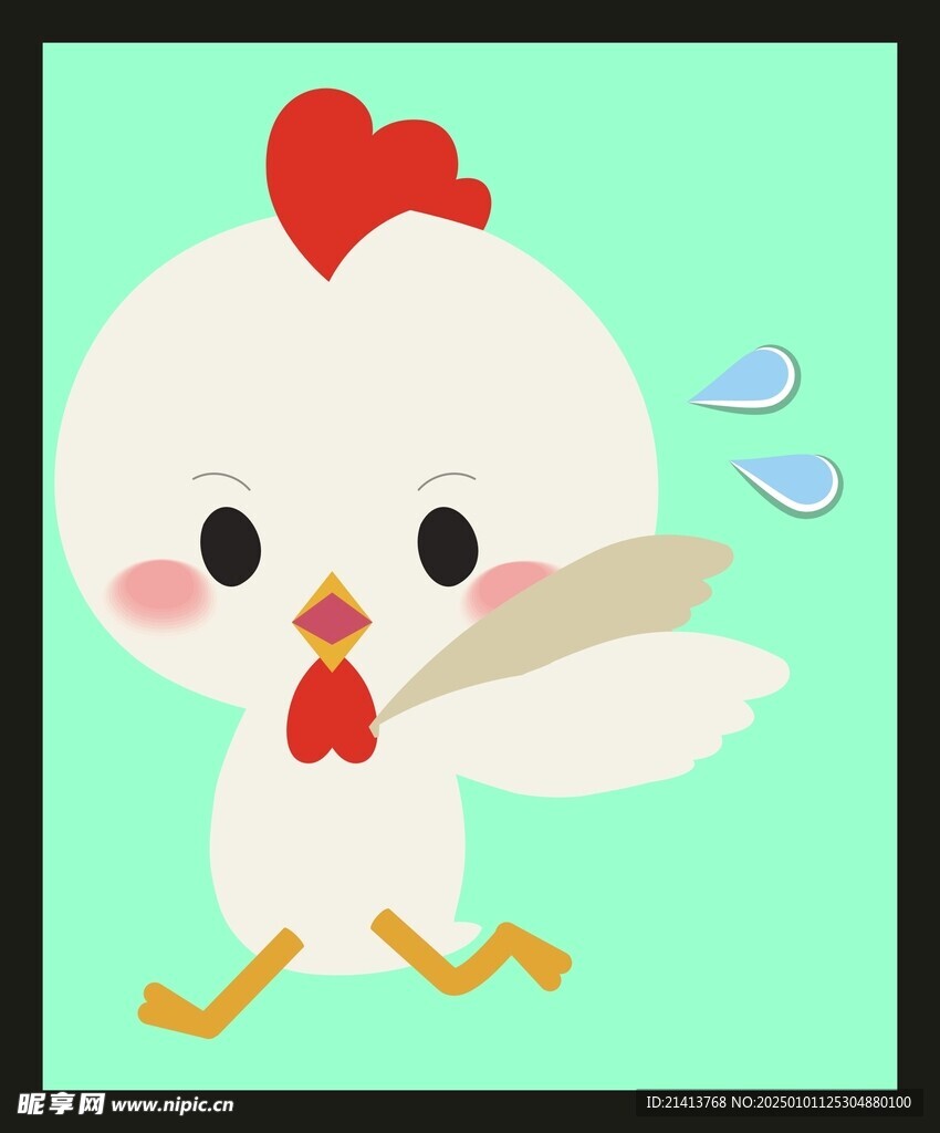 手绘线描小鸡