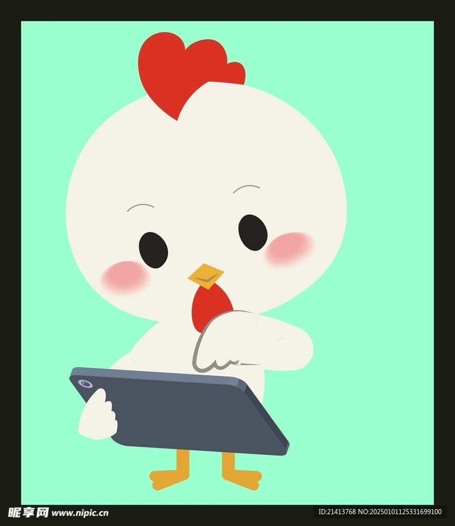 手绘线描小鸡