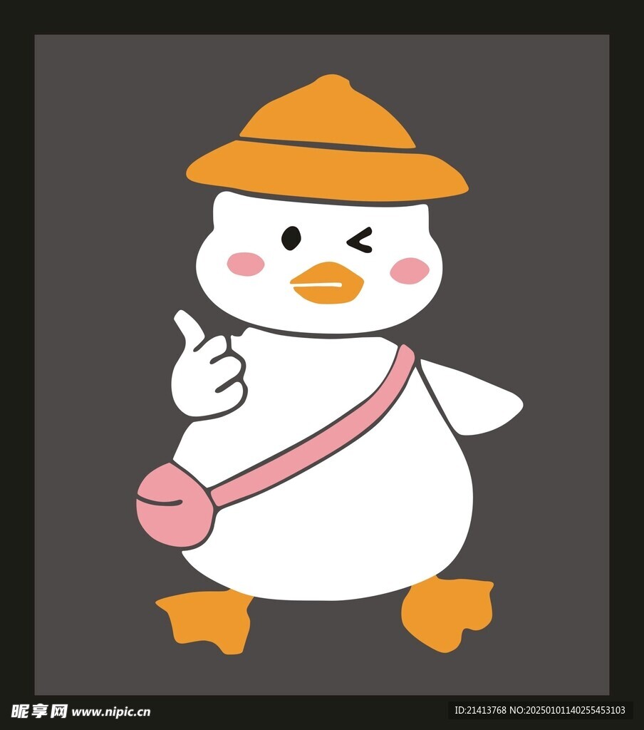 手绘线描小鸭