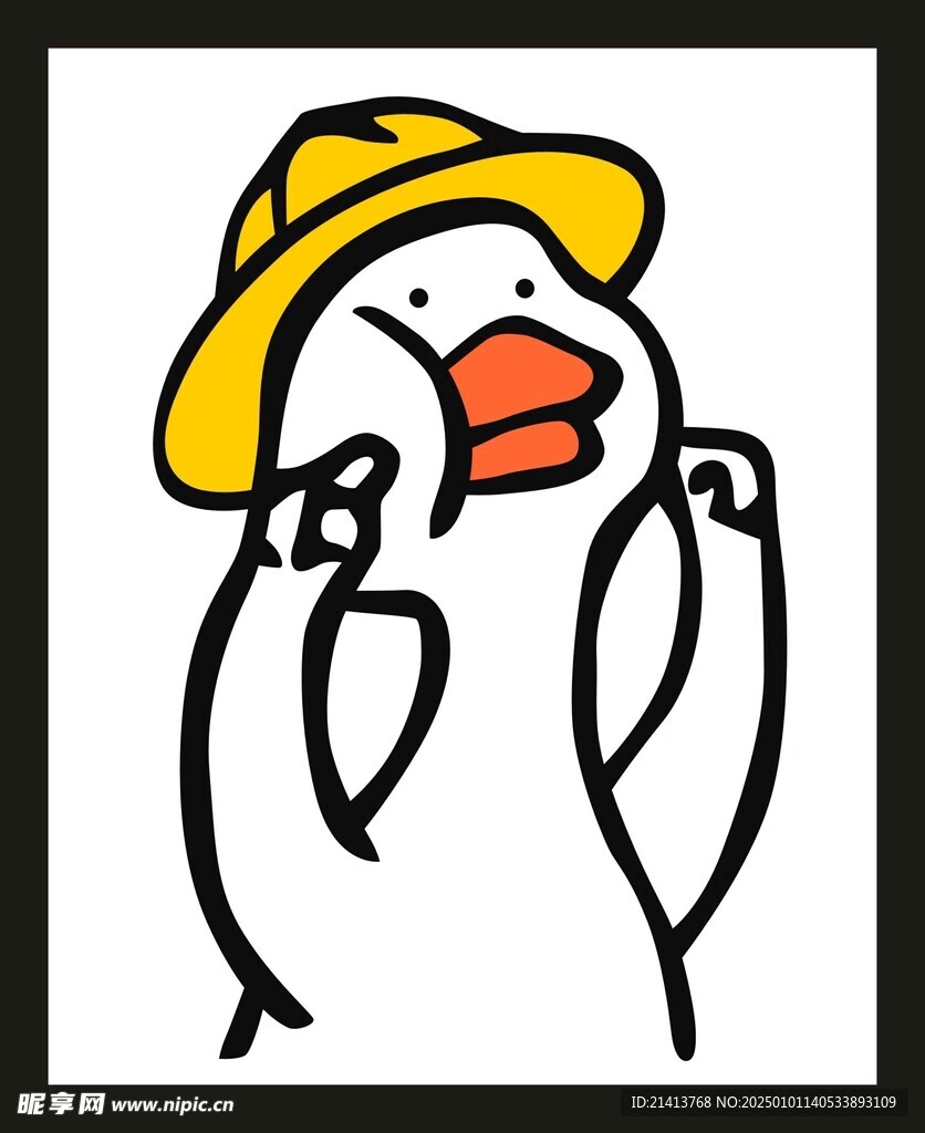 手绘线描小鸭