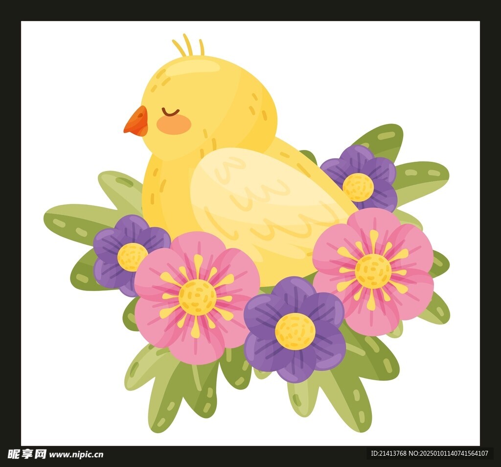 手绘线描小鸭