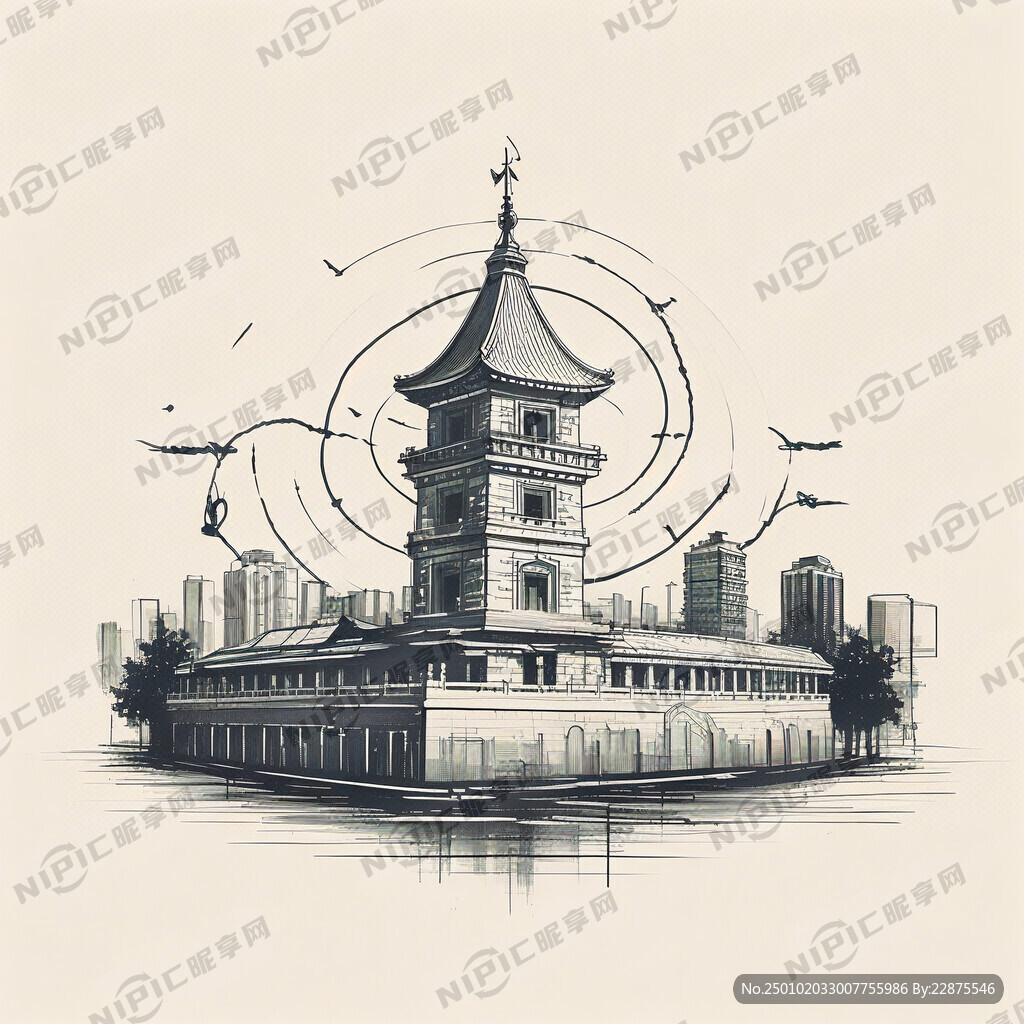 以西安简体笔画钟楼相结合设计几